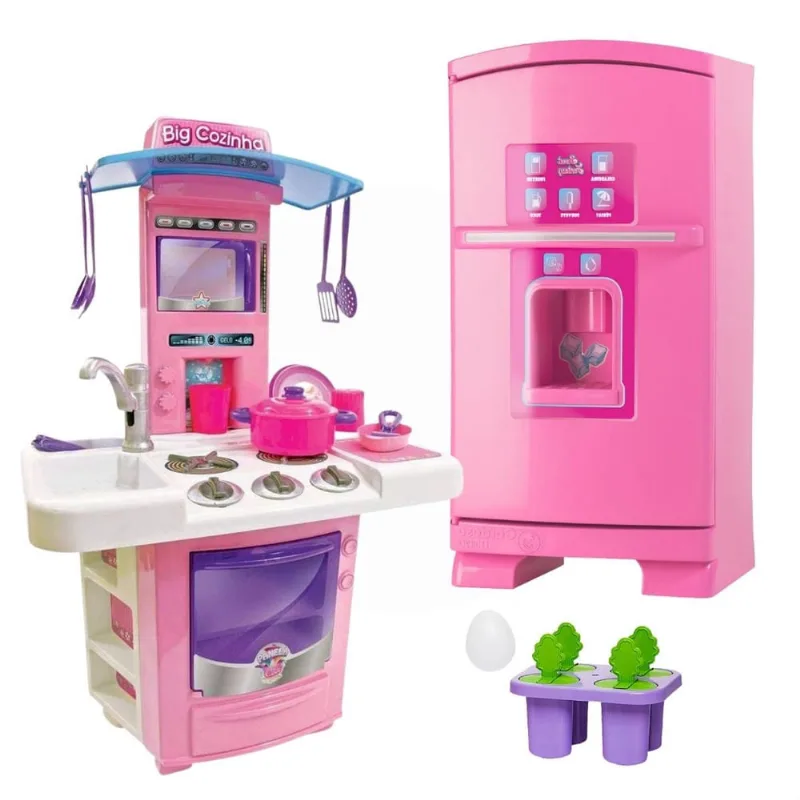 Kit Geladeira Com Cozinha Big Star E AcessÓrios Coloridos