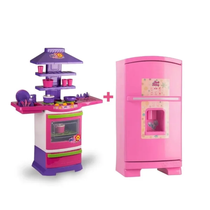 Kit geladeira E cozinha master fogão com acessórios poliplac