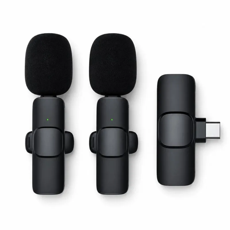 Microfone de Lapela Duplo Wireless Tipo C para Conteúdo em Hd para Celular MDM - MDM - Instrumentos Musicais