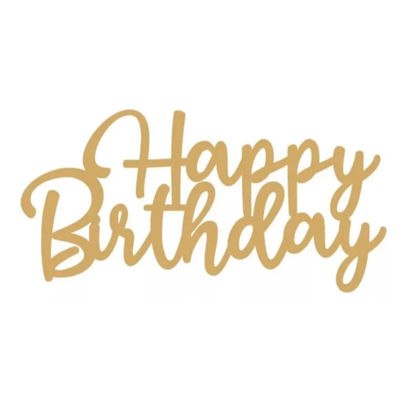 Enfeite Festa Happy Birthday mdf Cru 25x55 - Artesanato