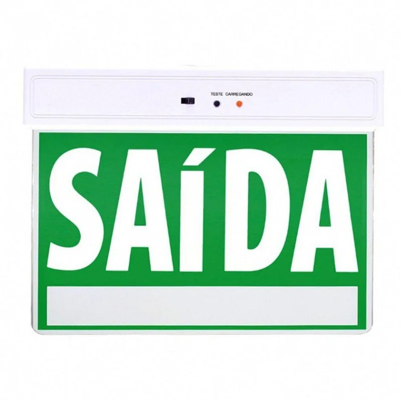 Placa De Sinalizaçao Saida Emergencia Bateria Lampada Led