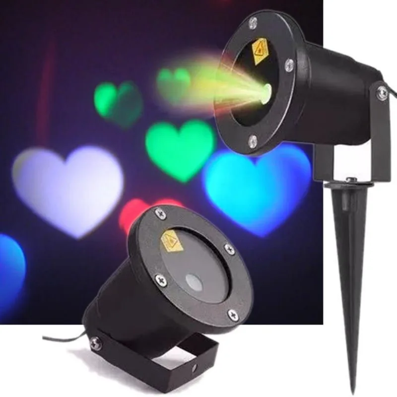 Projetor LED Holografico Coraçoes Coloridos Espeto Jardim Bivolt Canhao de Luz