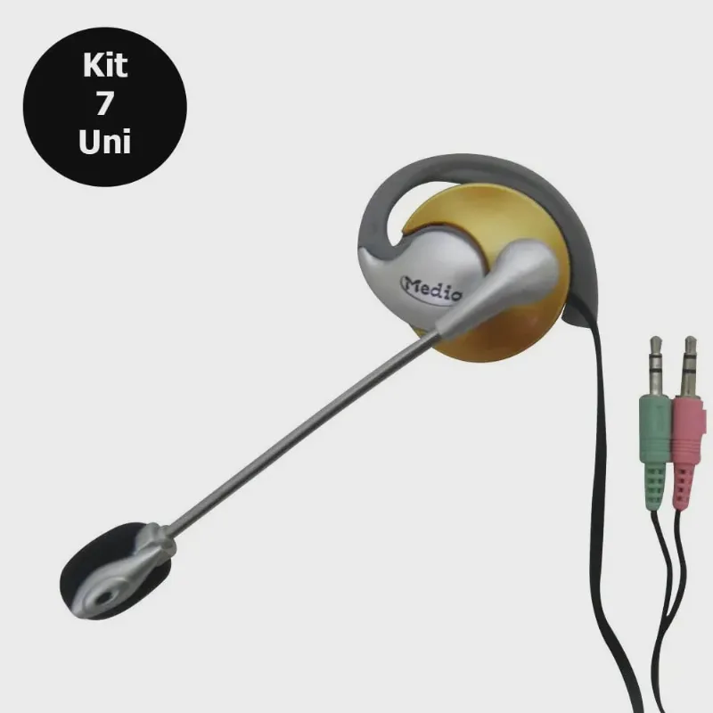 Kit 7 Uni. Fone de ouvido com microfone P2 Home Office Computador Notebook Jogos Wathsapp Headset