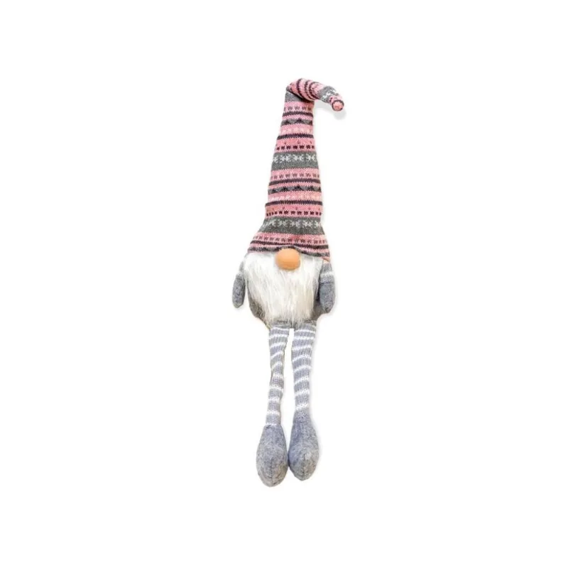 Papai Noel Escandinavo Sentado Rosa e Cinza