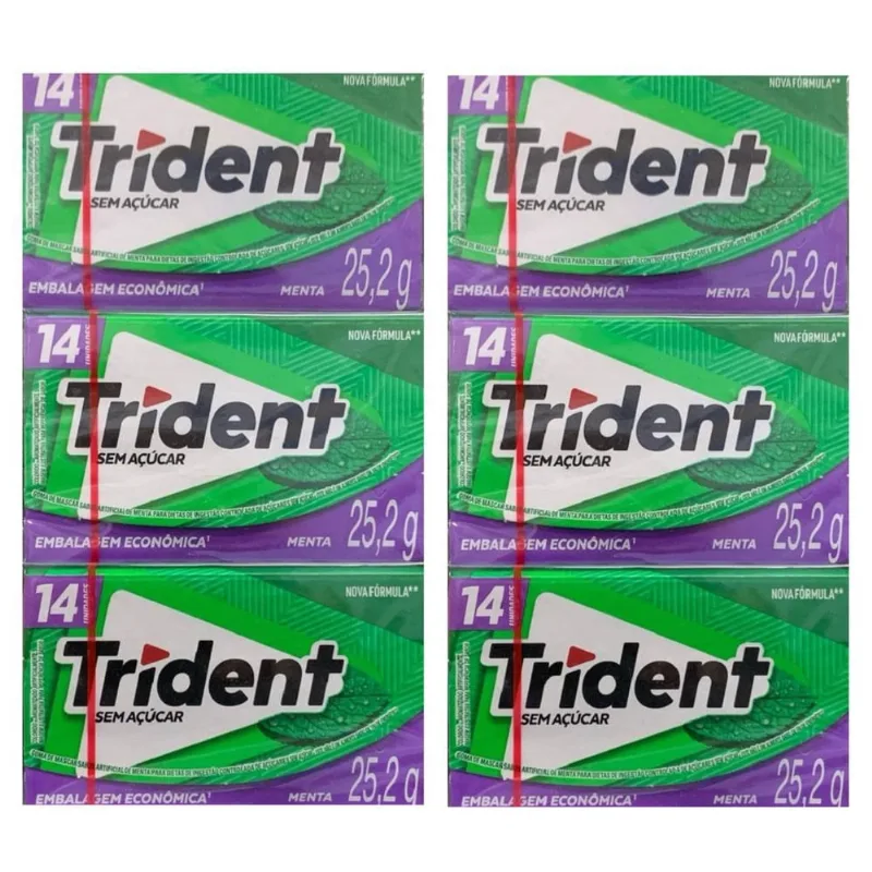 Kit 2 Caixas Chiclete Trident 14S Caixa Com 12Un Sabor Menta