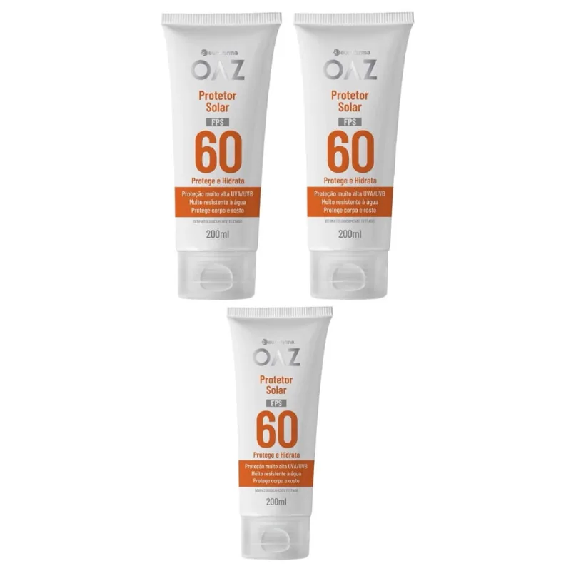 Kit 3 Frascos Protetor Solar Oaz Fps 60 200Ml Creme