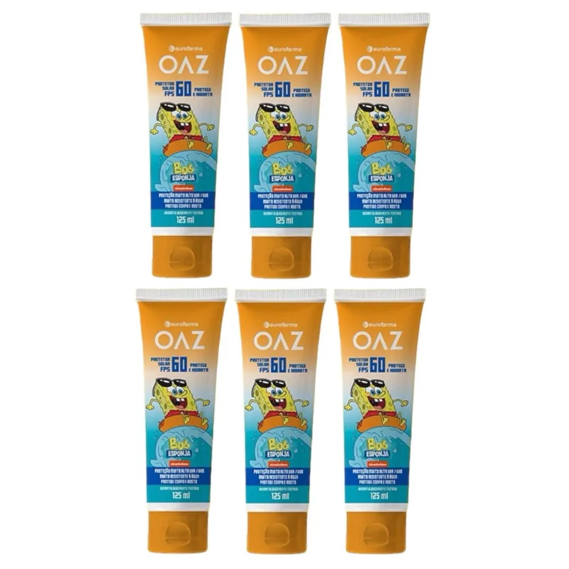 Kit 6 Un. Protetor Solar Fps 60 Creme Oaz Bob Esponja 125Ml