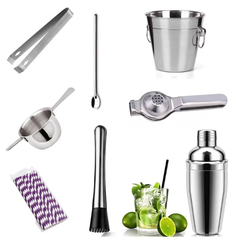 Kit Barman Profissional Coqueteleira 750 Ml Bar/Drinks 7 Und