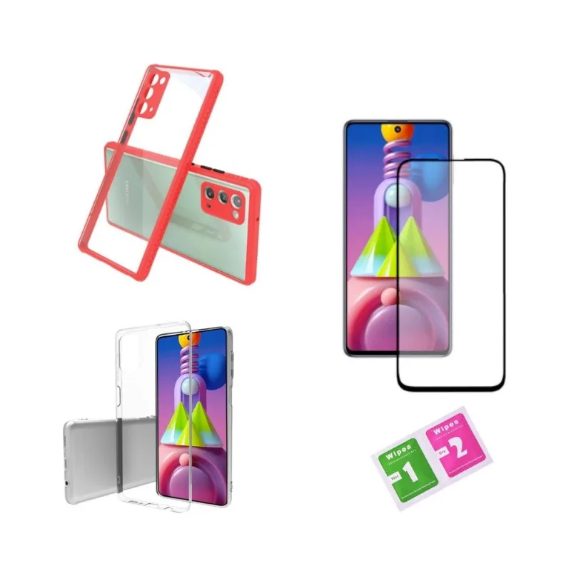 Kit Capinhas + Película De Vidro 9d Para Samsung M51 Tela 6.7”
