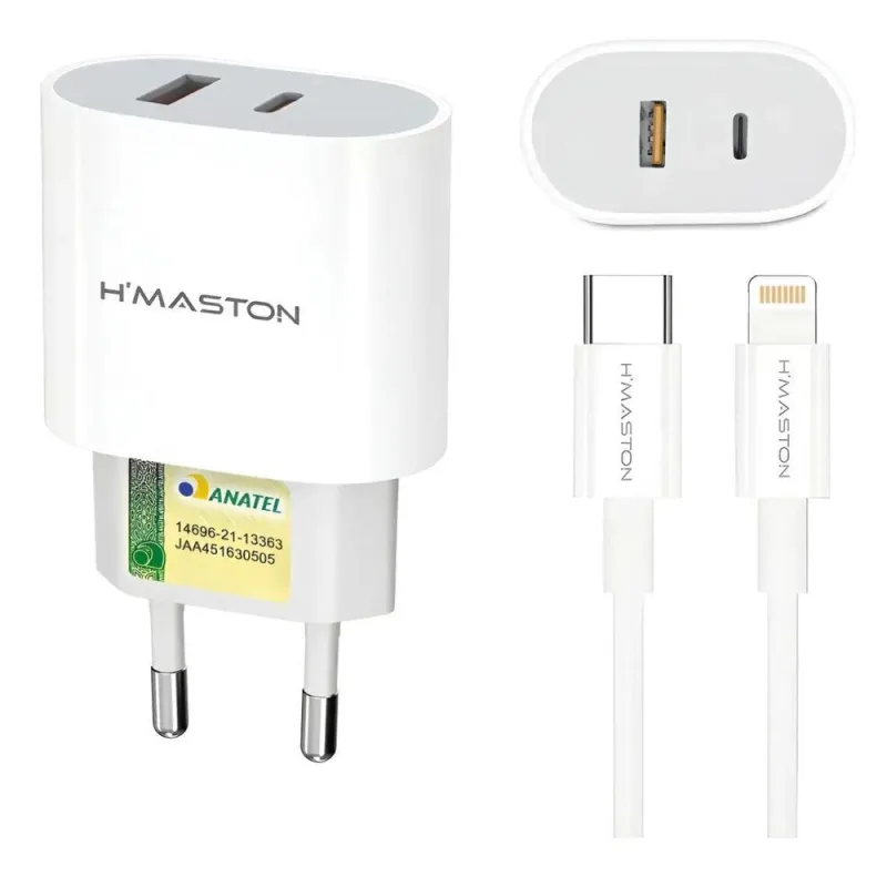 Carregador Lightning 20W MDM Kaidi com Cabo Reforçado Branco - MDM - Câmeras E Drones