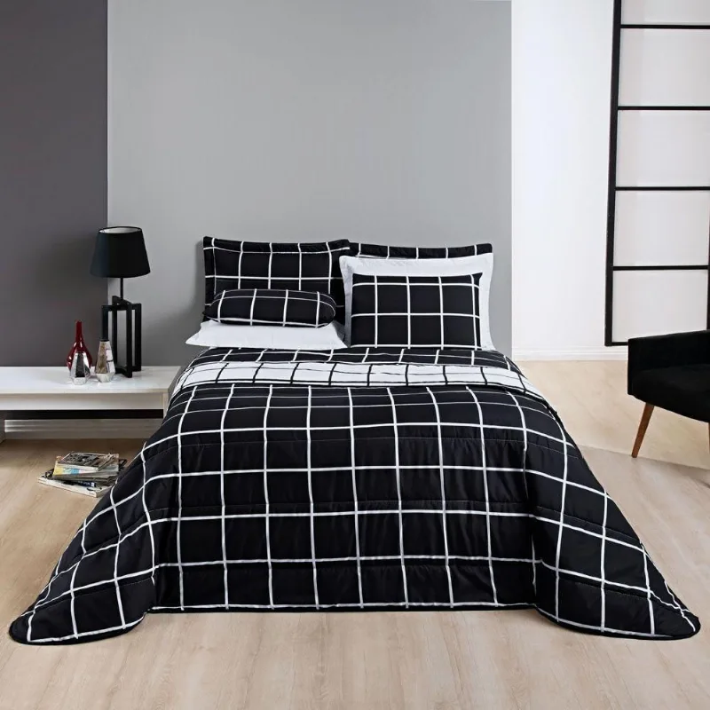 Kit Cobre Leito Casal 200 Fios 3 Peças Preto