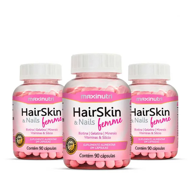 Kit 3 Fortalecedor De Cabelos Hairskin Femme 90 C Maxinutri