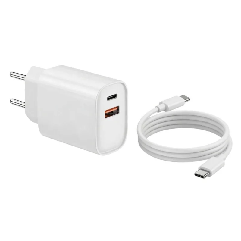 Carregador Rápido MDM para Smartphone com Cabo Tipo C e Lightning 20W Branco