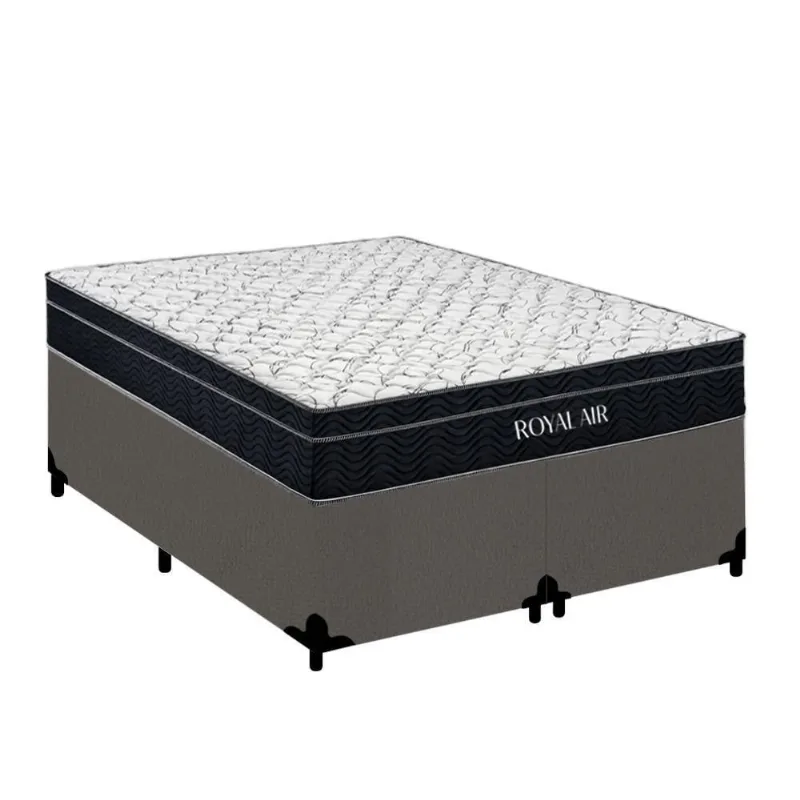 Cama Box com Colchão Casal Royal Air Pillow Top Molas Ensacadas Suede