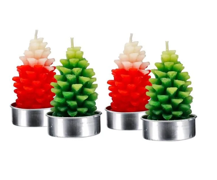 Jogo Mini Vela Natural Pinheiro Natal Vermelho E Verde 4