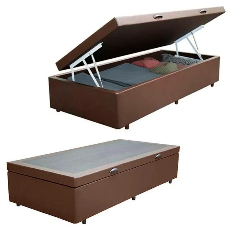 Cama Box Baú Solteiro Sintético Mega Cama Marrom 88x188x45cm - OUTRAS - Colchões