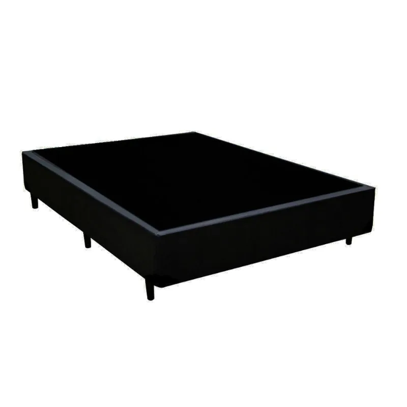 Cama Box Blindado Casal King Design Sintético Preto 138x188x40