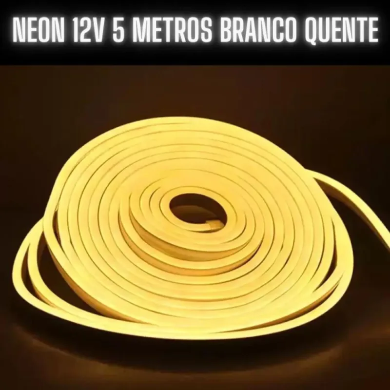 Fita Mangueira Neon 5 Mts Iluminação Flexível Corte 2.5 Cm - Branco Quente - Dex - Casa E Construção