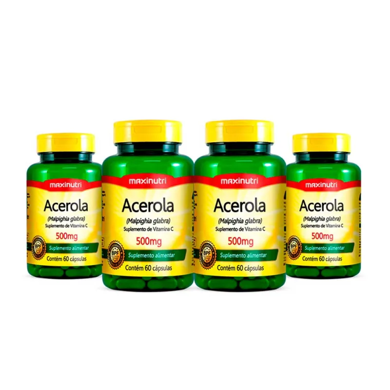 Kit 04 Acerola Vitamina C 500mg 60 Capsulas Maxinutri - Maxinutri - Mercearia