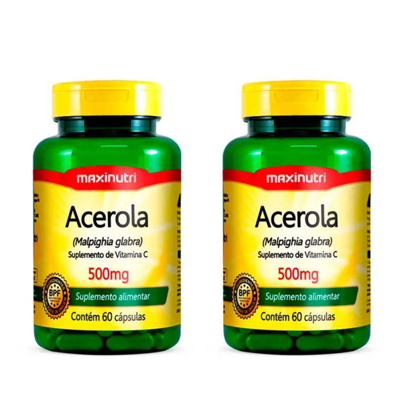 Kit 02 Acerola Vitamina C 500mg 60 Capsulas Maxinutri - Maxinutri - Mercearia