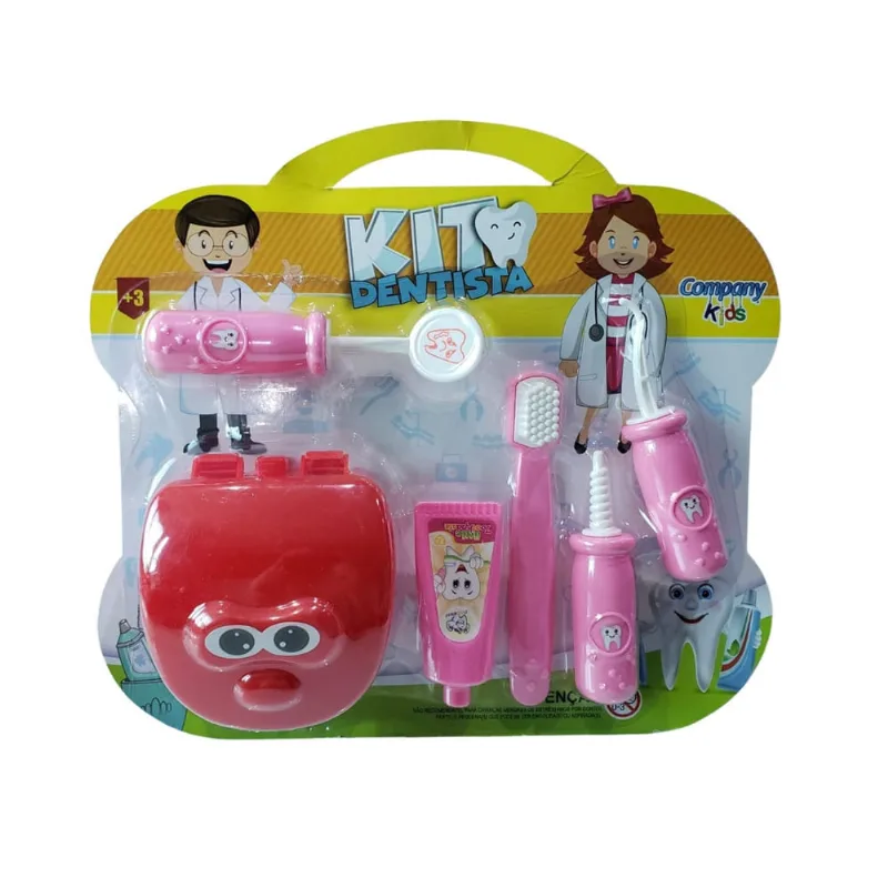 Kit Brinquedo Dentista Rosa Menina Infantil 6 Peças