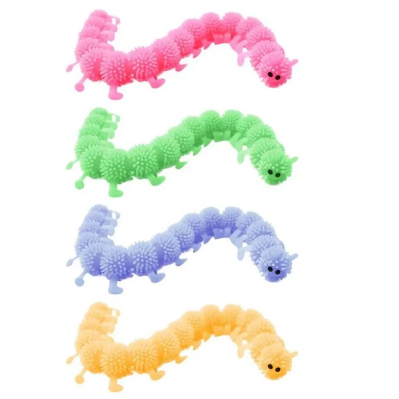 Kit 3 Pulseiras Lagarta Brinquedo Squishy Worm Fidget Toy