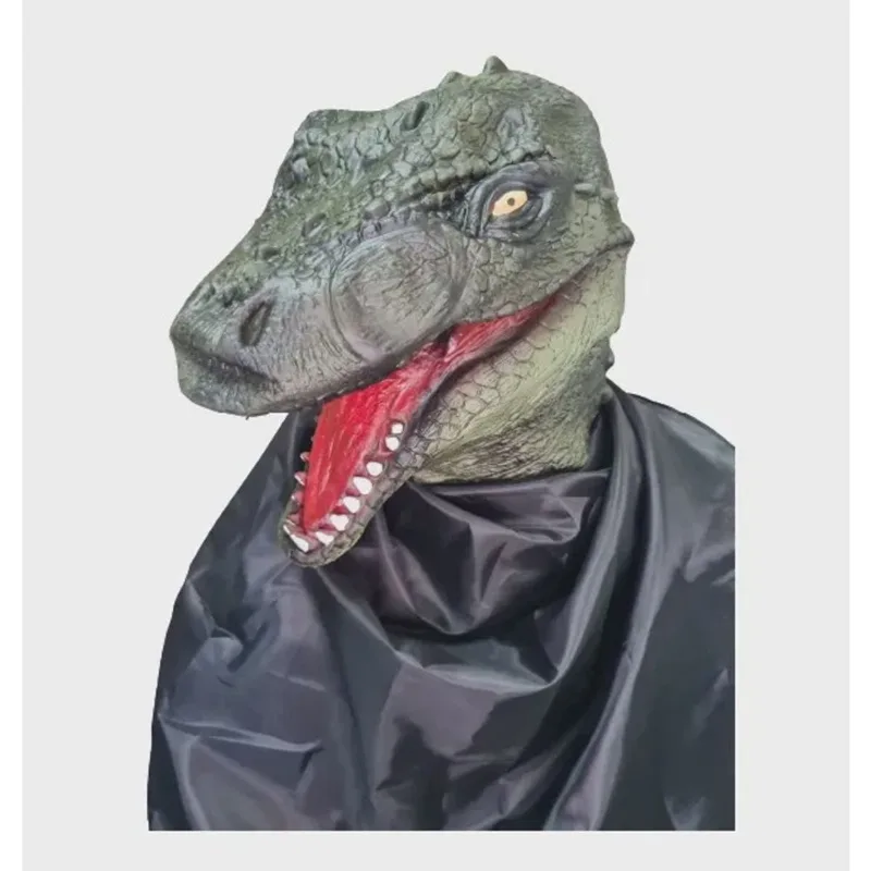 Máscara de Látex Cabeça Dinossauro Velociraptor Realista Fantasia