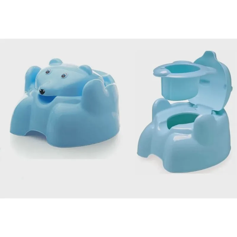 Troninho Pinico Azul Urso Com Tampa para Bebê