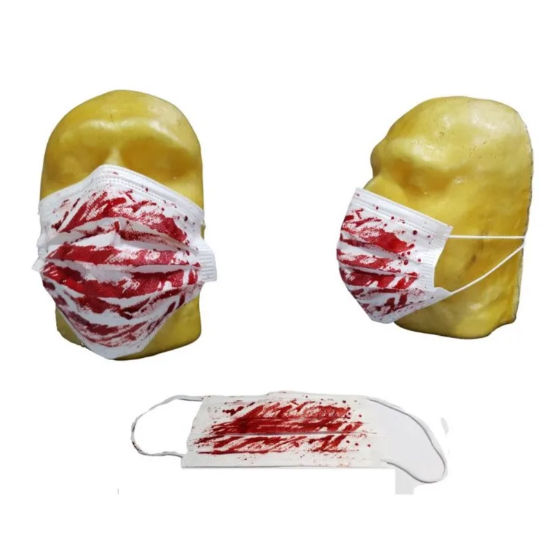 Kit 2 Máscaras tnt branco manchada de sangue falso halloween fantasia