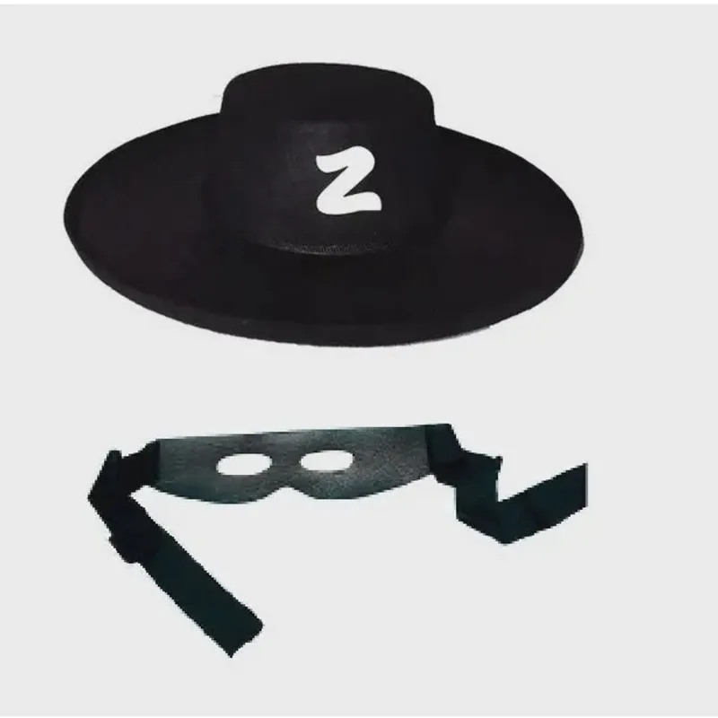 Kit Fantasia Zorro Chapéu e Máscara Carnaval Festa