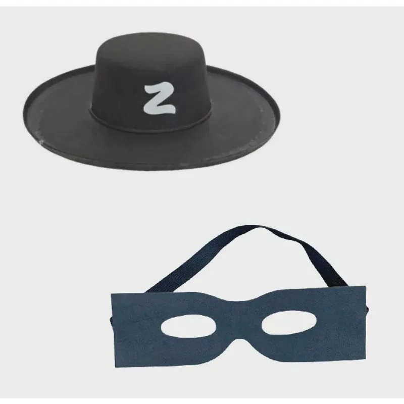 Fantasia Zorro Chapéu e Máscara Preta Carnaval Festa