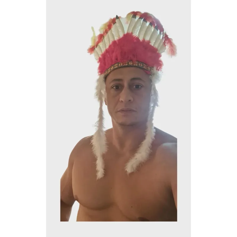 Fantasia Cocar De Índio Apache Acessório Bloquinho Festa Carnaval