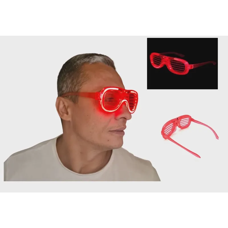 Óculos Luminoso Led Neon Vermelho Fantasia Carnaval Festa