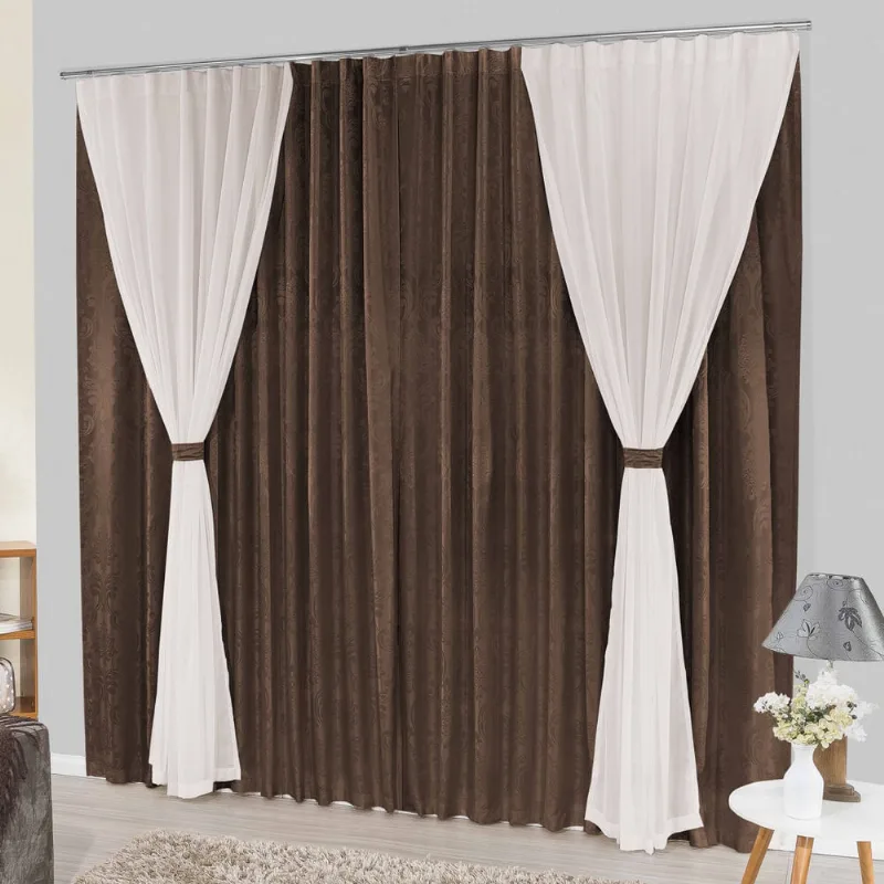 Cortina para Sala 4.50 x 2.50 Trilho Suiço Floral Florata