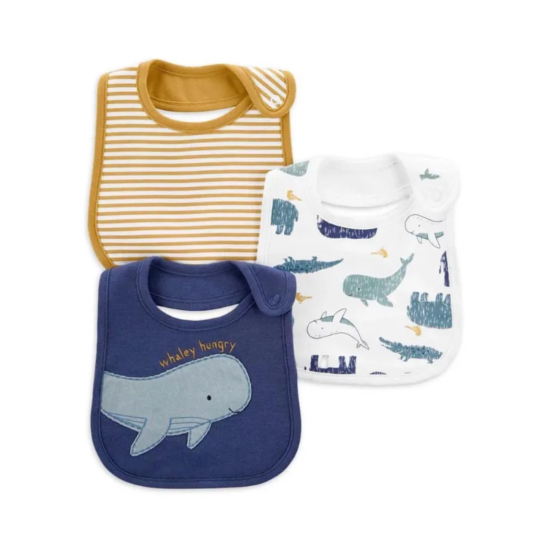 Kit 3 Babadores Carters Impermeável Três Camada Baleiaazul