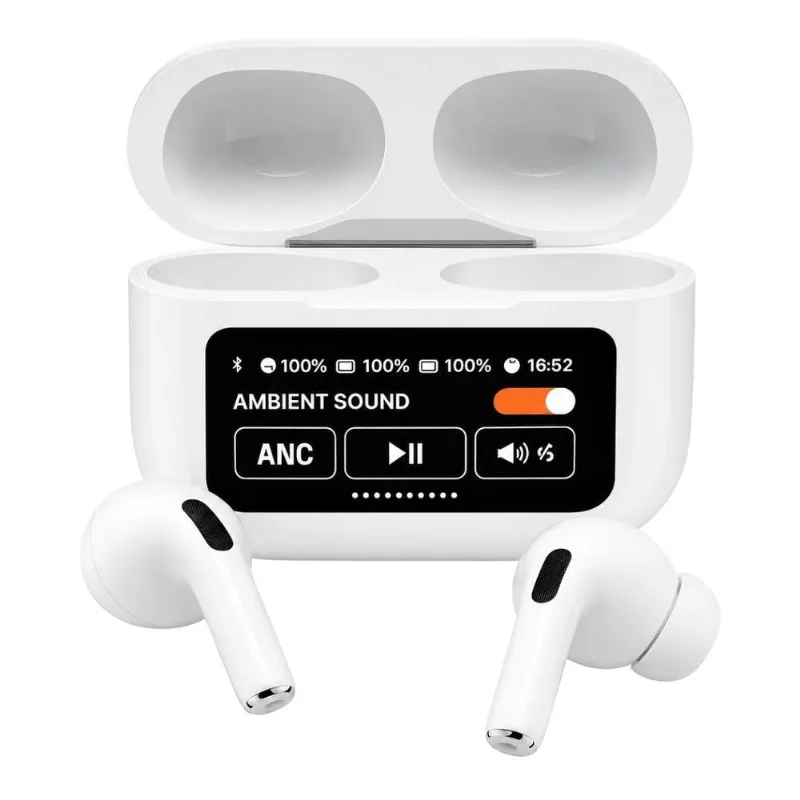 Fone Intra Auricular Mdm Cancelamento De Ruído Com Tela Smart Visor Lcd E Microfone Branco
