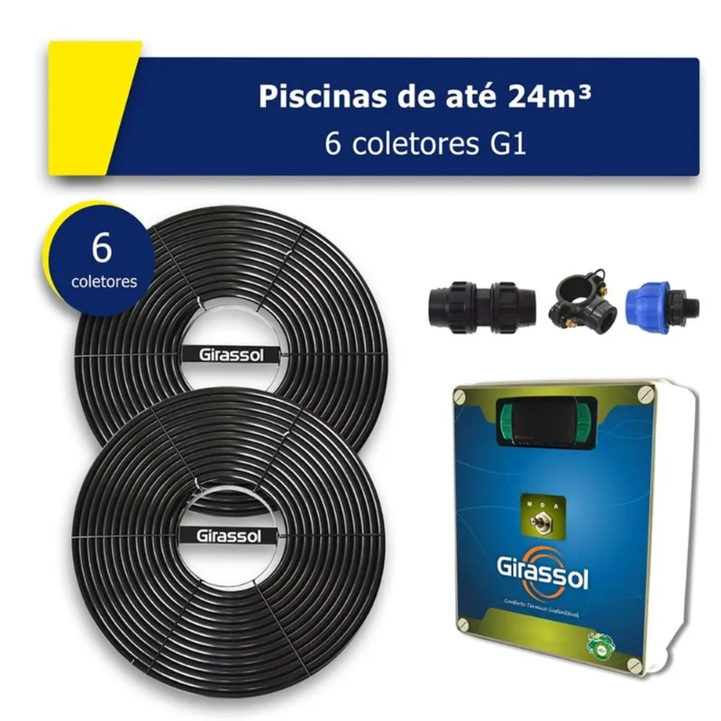 Aquecedor Solar Piscinas 24.000l 6xg1+painel G600- Girassol