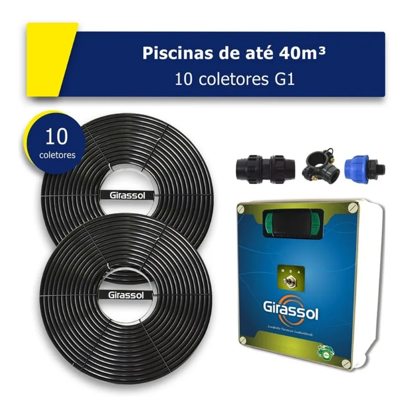 Aquecedor Solar Piscinas 40.000l 10xg1+painel G600 -girassol