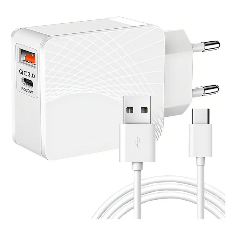 Carregador Usb Turbo Branco Tipo C 2 Entradas E Power Direct