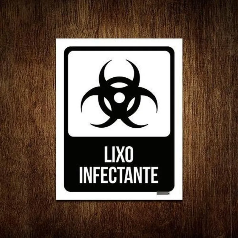 Placa Sinalização - Lixo Infectante Preto 27x35