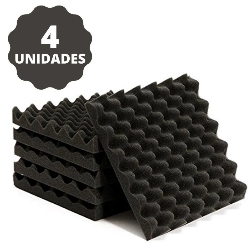Placa Espuma Acústica 50cm X 50cm X 2cm Ondulada Kit Com 4
