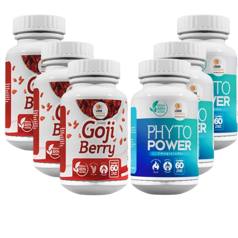 Combo 3 Goji Berry 60 caps e 3 Phyto power 60 caps emagrece - Não Informado - Suplementos Alimentares