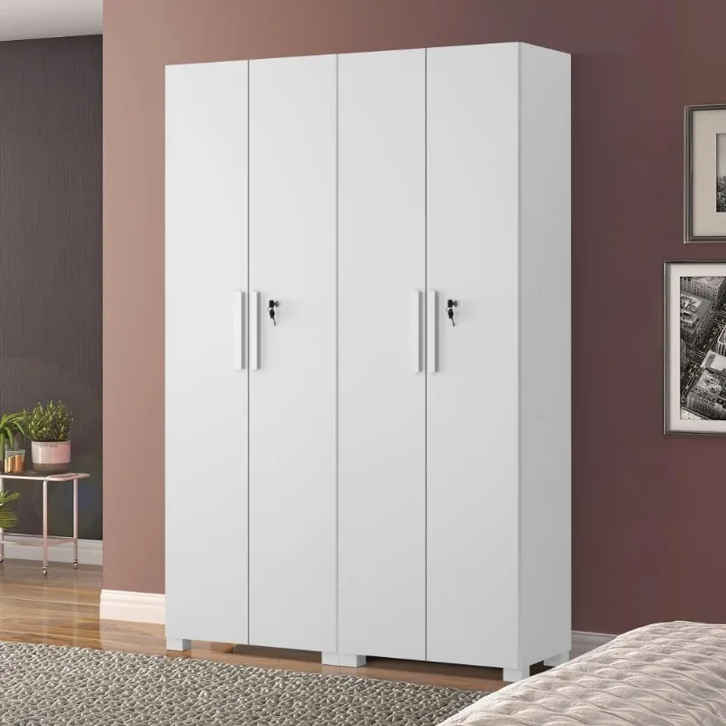 Armário Multiuso NT4020 2 Portas 4 Prateleiras MDP 61CM Branco Kit com 2 Notável Móveis