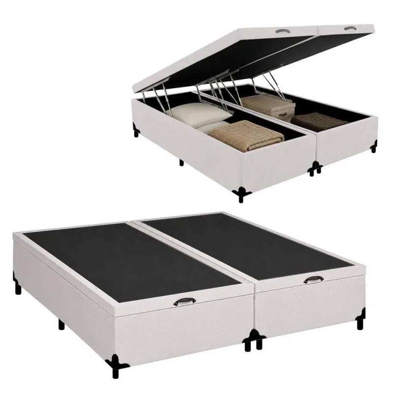 Cama Box com Baú King Bipartido Royal Sleep Branco - OUTRAS MARCAS - Agro