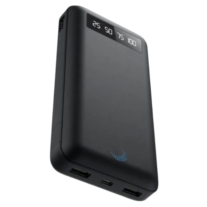 Power Bank MDM com Display Led e Cabos Usb C e Lightning Preto