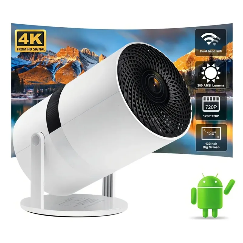 Mini Projetor Android 4K WiFi Tela Grande Cinema Em Casa - MDM - Tv E Vídeo
