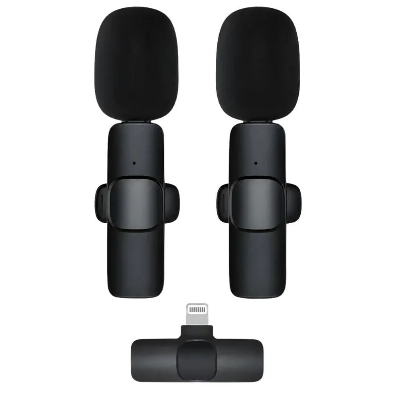 Kit Microfone de Lapela Duplo MDM Plug And Play Som Cristal para Reuniões e Aulas Conexão Lightning