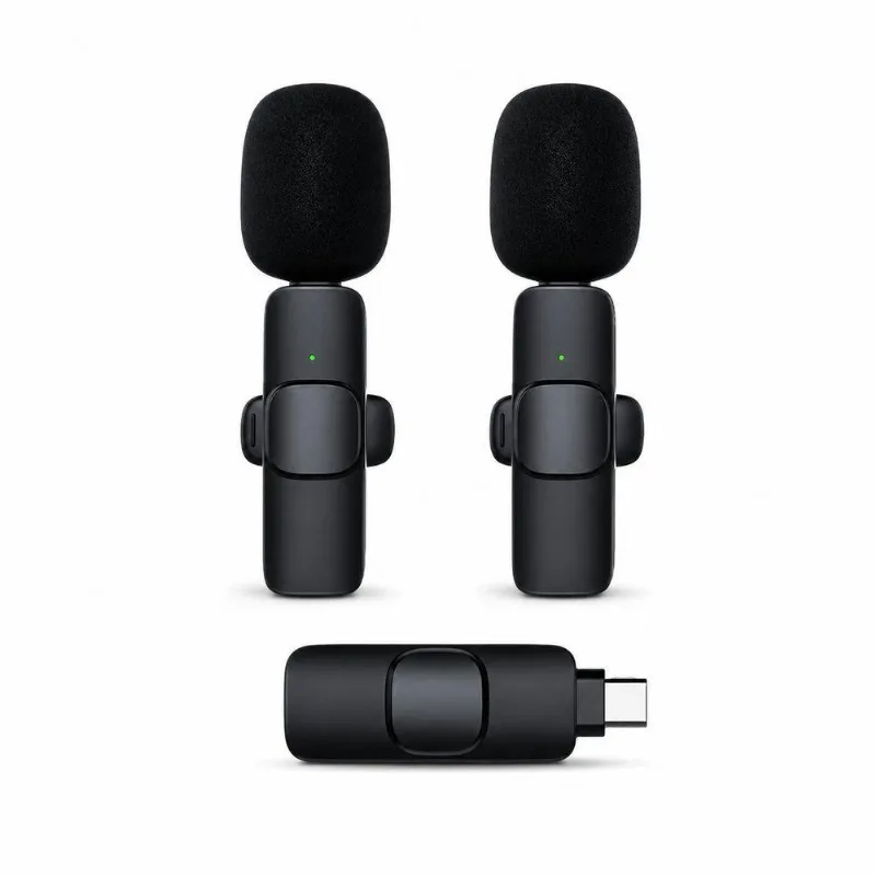 Kit 2 Em 1 Microfone Sem Fio Type C Lapela Para Vídeo E Treinamentos Mdm