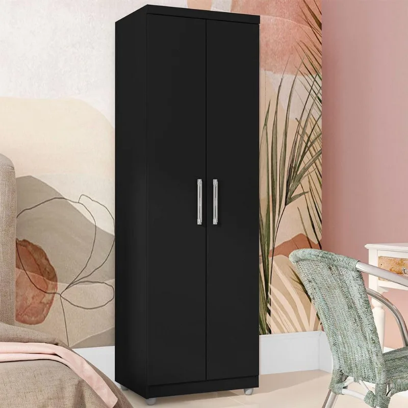 Armário Multiuso Sabrina 2 Portas 2 Prateleiras 60CM Preto AJL Móveis
