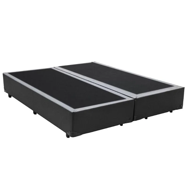 Cama Box Queen Bipartido King Design Sintético Cinza 158x198x40